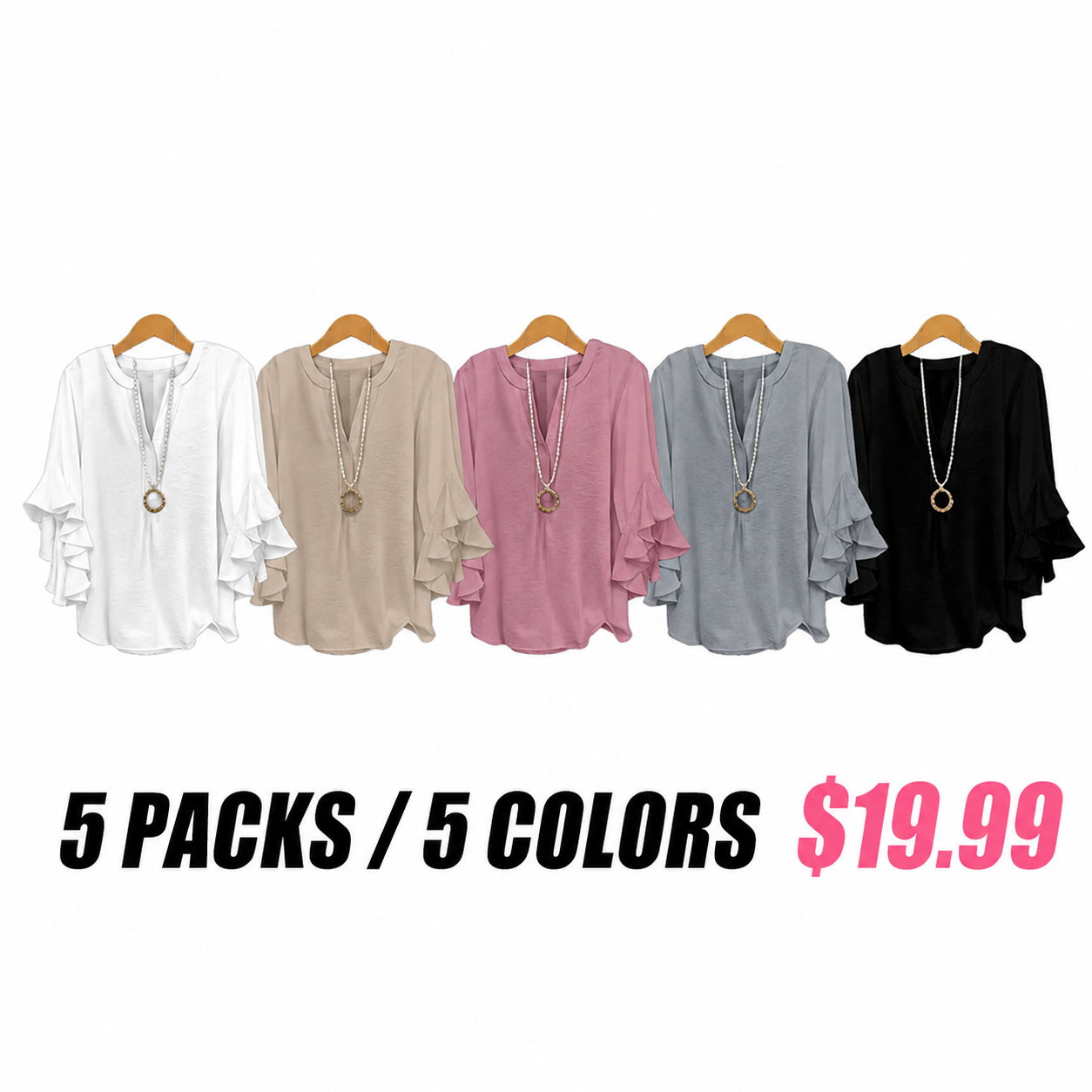 Plus Size Ruffle Sleeve V-Neck Shirt Top